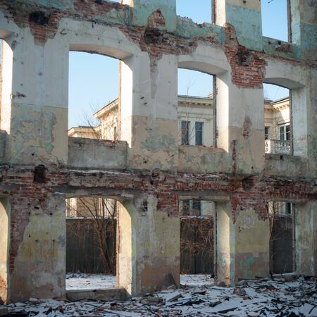 ruins of a very heavily polluted industrial factory, industrial seriesの写真素材