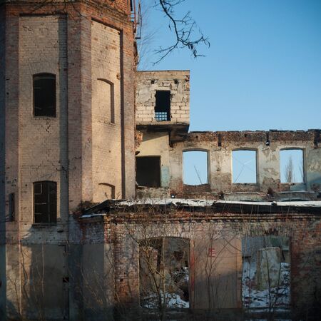 ruins of a very heavily polluted industrial factory, industrial seriesの写真素材