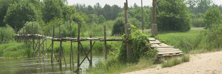 bridge on the blue river,  construction, environmental engineeringの写真素材