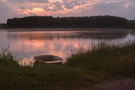 blue lake with cloudy sky, nature seriesの写真素材