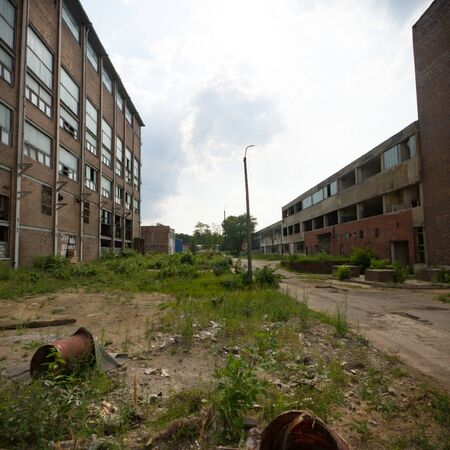 ruins of a very heavily polluted industrial factory, industrial seriesの写真素材