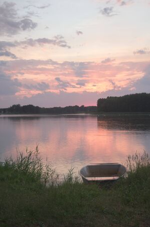 blue lake with cloudy sky, nature seriesの写真素材