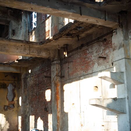 ruins of a very heavily polluted industrial factory, industrial seriesの写真素材