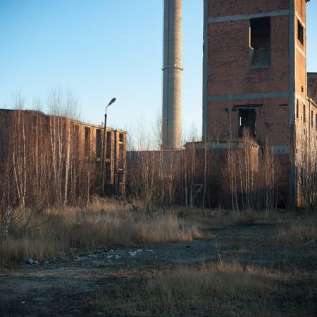 ruins of a very heavily polluted industrial factory, industrial seriesの写真素材