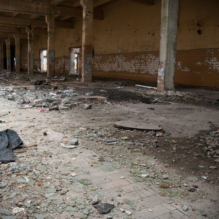 ruins of a very heavily polluted industrial factory, industrial seriesの写真素材