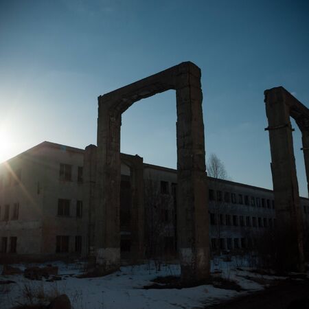 ruins of a very heavily polluted industrial factory, industrial seriesの写真素材