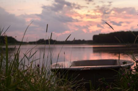 blue lake with cloudy sky, nature seriesの写真素材