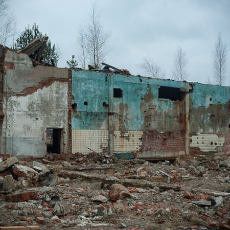 ruins of a very heavily polluted industrial factory, industrial seriesの写真素材