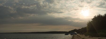 blue lake with cloudy sky, nature seriesの写真素材