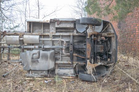 ruins of a very heavily polluted industrial factory, industrial seriesの写真素材