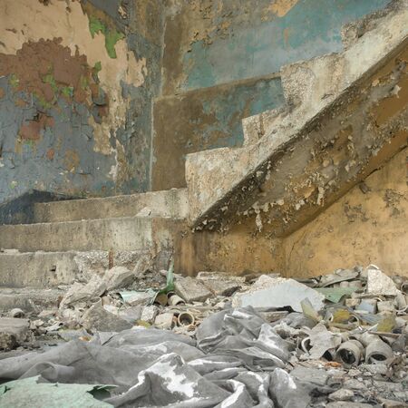 ruins of a very heavily polluted industrial factory, industrial seriesの写真素材