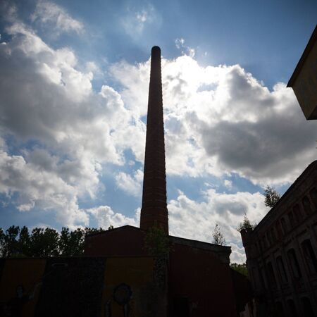 ruins of a very heavily polluted industrial factory, industrial seriesの写真素材