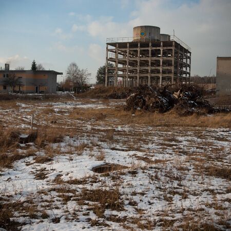 ruins of a very heavily polluted industrial factory, industrial seriesの写真素材