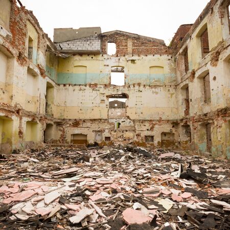 ruins of a very heavily polluted industrial factory, industrial seriesの写真素材
