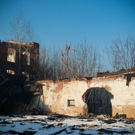 ruins of a very heavily polluted industrial factory, industrial seriesの写真素材