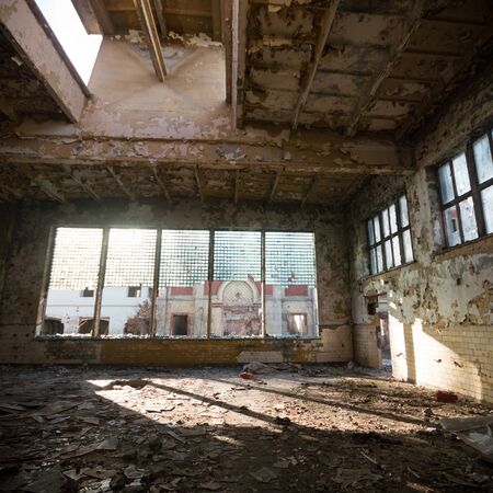 ruins of a very heavily polluted industrial factory, industrial seriesの写真素材