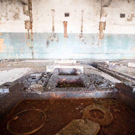 ruins of a very heavily polluted industrial factory, industrial seriesの写真素材