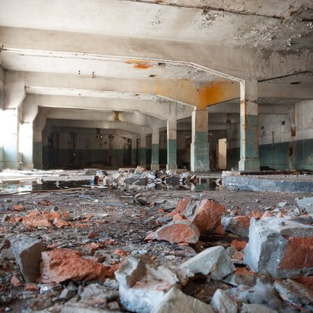 ruins of a very heavily polluted industrial factory, industrial seriesの写真素材