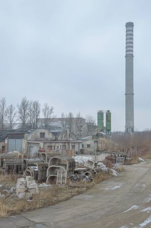 ruins of a very heavily polluted industrial factory, industrial seriesの写真素材