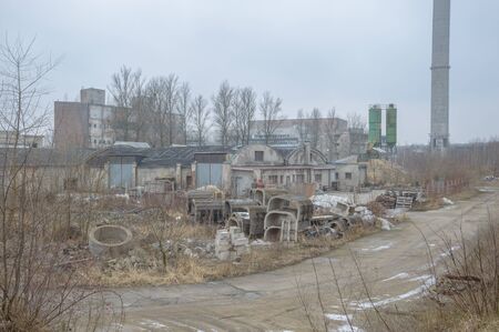 ruins of a very heavily polluted industrial factory, industrial seriesの写真素材