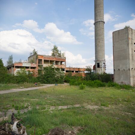 ruins of a very heavily polluted industrial factory, industrial seriesの写真素材