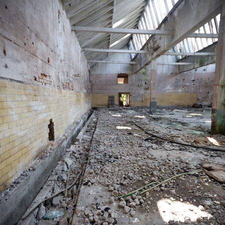 ruins of a very heavily polluted industrial factory, industrial seriesの写真素材