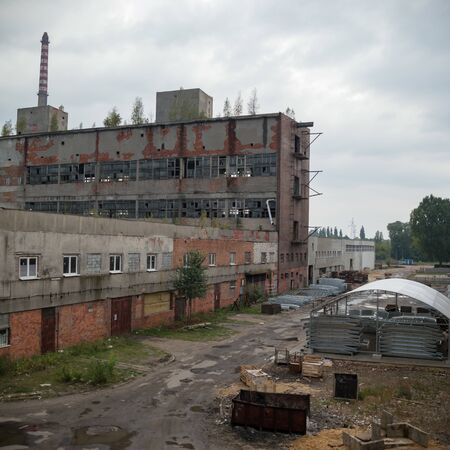 ruins of a very heavily polluted industrial factory, industrial seriesの写真素材