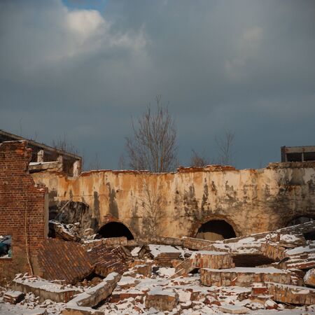 ruins of a very heavily polluted industrial factory, industrial seriesの写真素材