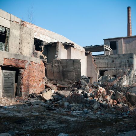 ruins of a very heavily polluted industrial factory, industrial seriesの写真素材