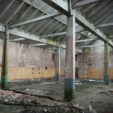 ruins of a very heavily polluted industrial factory, industrial seriesの写真素材