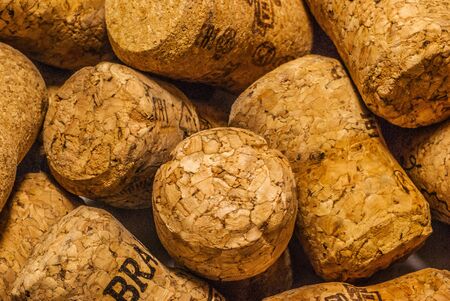 a lot of wine corks brownの写真素材
