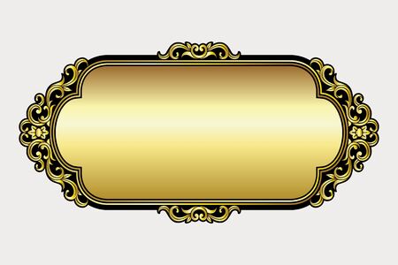 Vector vintage border frame engraving with retro ornament pattern in antique rococo style decorative designのイラスト素材