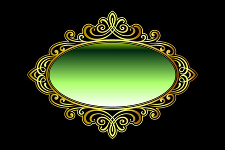 Vector vintage border frame engraving with retro ornament pattern in antique rococo style decorative designのイラスト素材