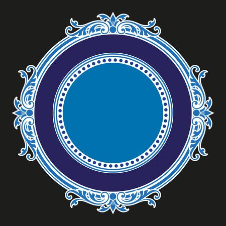 Vector vintage border frame engraving with retro ornament pattern in antique rococo style decorative designのイラスト素材