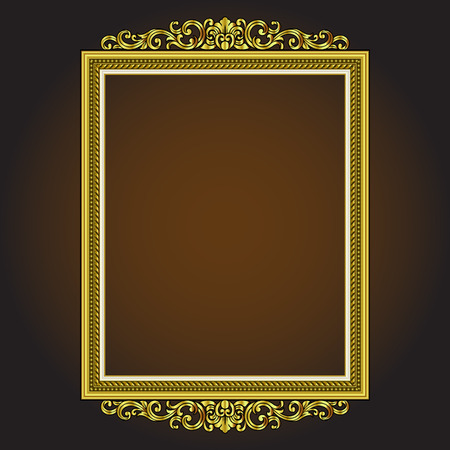 Vector vintage border frame engraving with retro ornament pattern in antique rococo style decorative designのイラスト素材