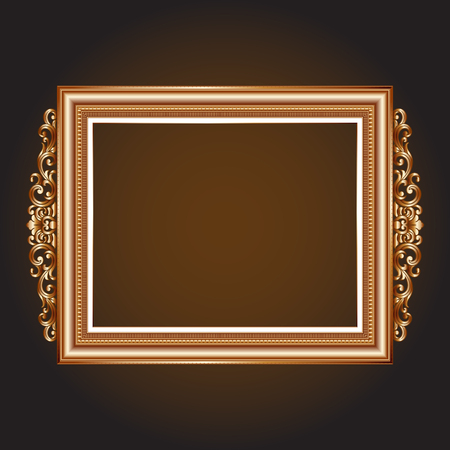 Vector vintage border frame engraving with retro ornament pattern in antique rococo style decorative designのイラスト素材