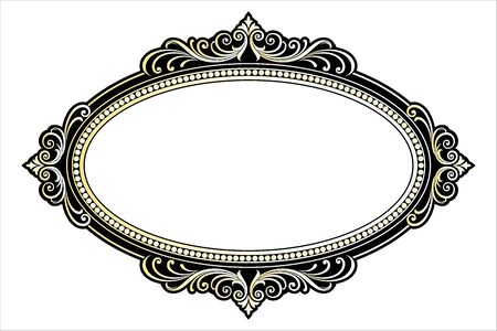 Vector vintage border frame engraving with retro ornament pattern in antique rococo style decorative designのイラスト素材
