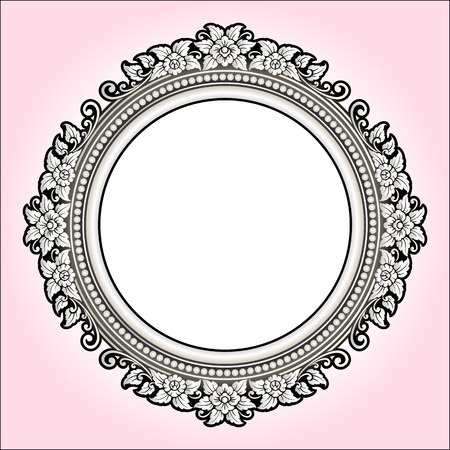 Vector vintage border frame engraving with retro ornament pattern in antique rococo style decorative designのイラスト素材