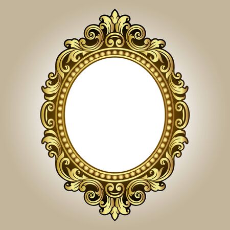 Vector vintage border frame engraving with retro ornament pattern in antique rococo style decorative designのイラスト素材