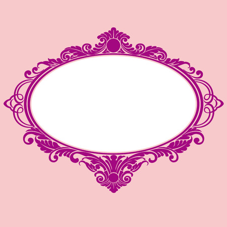 Vector vintage border frame engraving with retro ornament pattern in antique rococo style decorative designのイラスト素材