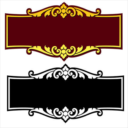 Vector vintage border frame engraving with retro ornament pattern in antique rococo style decorative designのイラスト素材