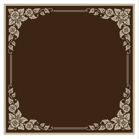 Vector vintage border frame engraving with retro ornament pattern in antique rococo style decorative designのイラスト素材
