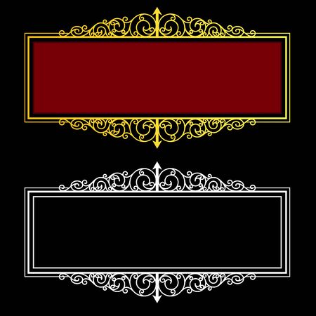 Vector vintage border frame engraving with retro ornament pattern in antique rococo style decorative designのイラスト素材