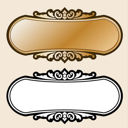 Vector vintage border frame engraving with retro ornament pattern in antique rococo style decorative designのイラスト素材