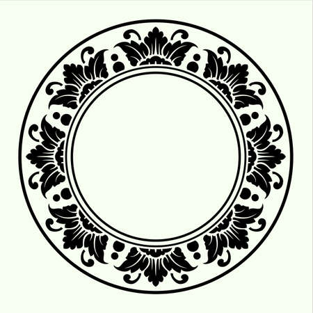 Vector vintage border frame engraving with retro ornament pattern in antique rococo style decorative designのイラスト素材