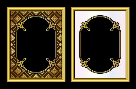 Vector vintage border frame logo engraving with retro ornament pattern in antique rococo style decorative designのイラスト素材