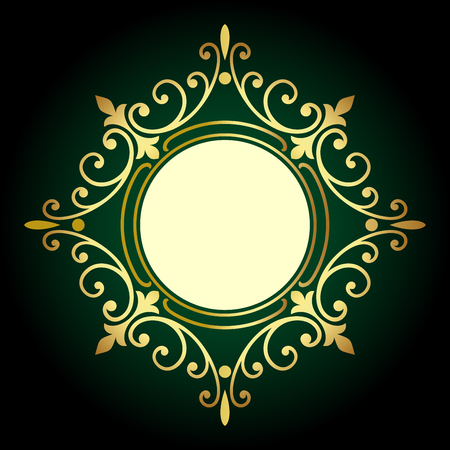 Vector vintage border frame logo engraving with retro ornament pattern in antique rococo style decorative designのイラスト素材