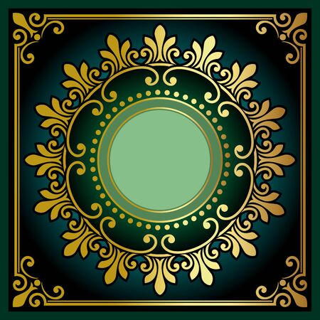 vintage border frame engraving with retro ornament pattern in antique rococo style decorative designのイラスト素材