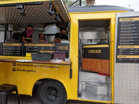 PATTAYA, THAILAND - FEBRUARY 3, 2017: Food trucks selling food and dessert, which is new business...
