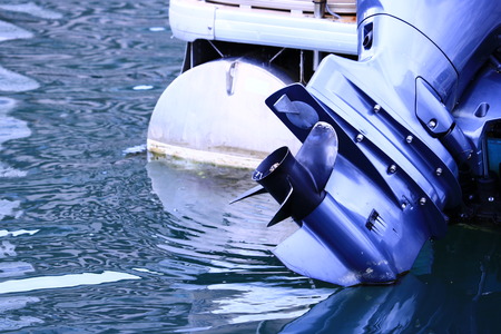 engine and screw of the boatの写真素材